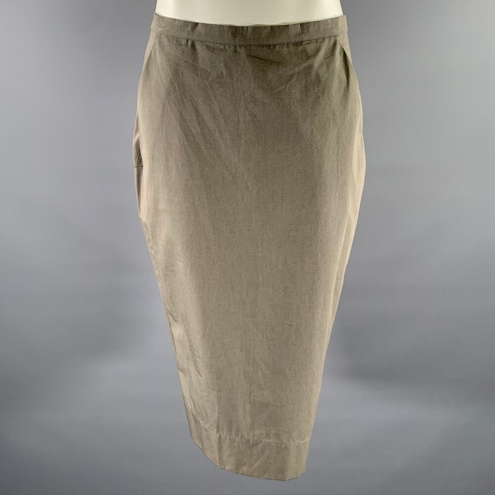 RICK OWENS Size 8 Grey Cotton Mid-Calf Skirt